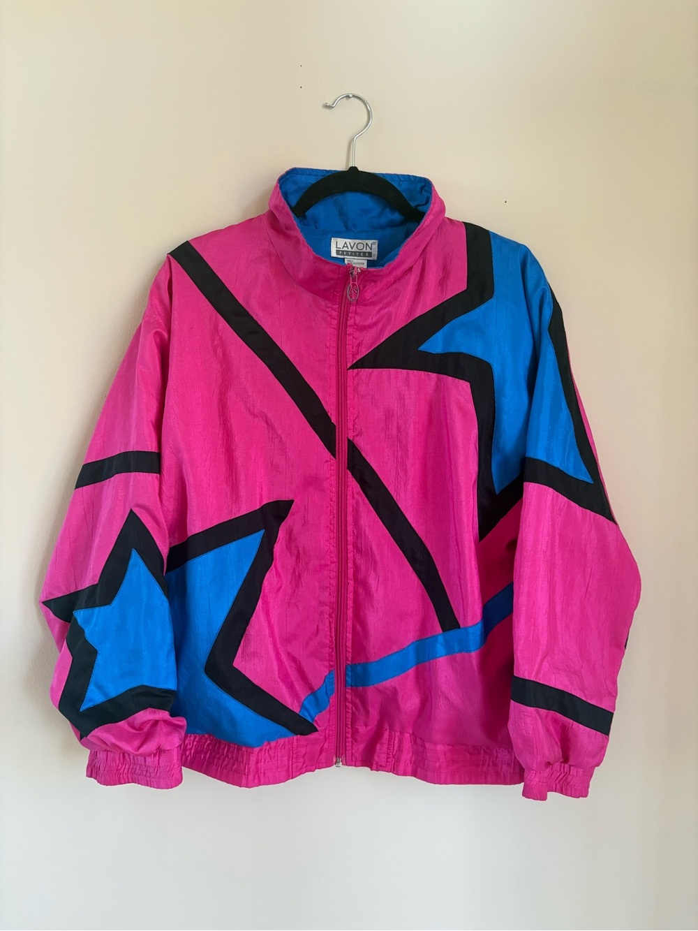 Lavon Retro Vintage Pink & Blue Colorblock Windbreaker